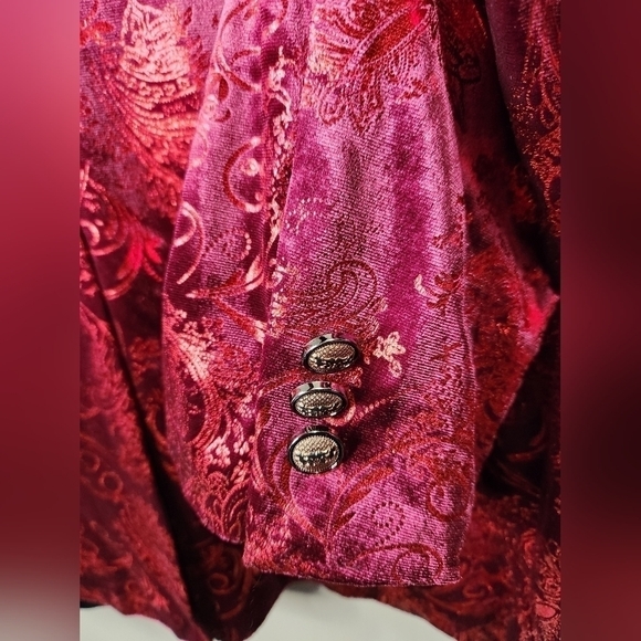 NWT Burgundy and Metallic Paisley Swirl Cloudstyle Jacket XL - Picture 5 of 9